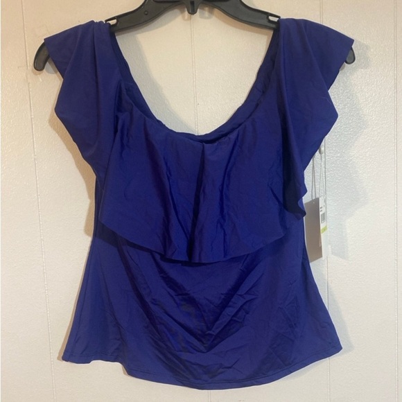 Trina Turk Women's Monaco Ruffle Tankini Off Shoulder Swimsuit Top NWT size 4 - Picture 5 of 10